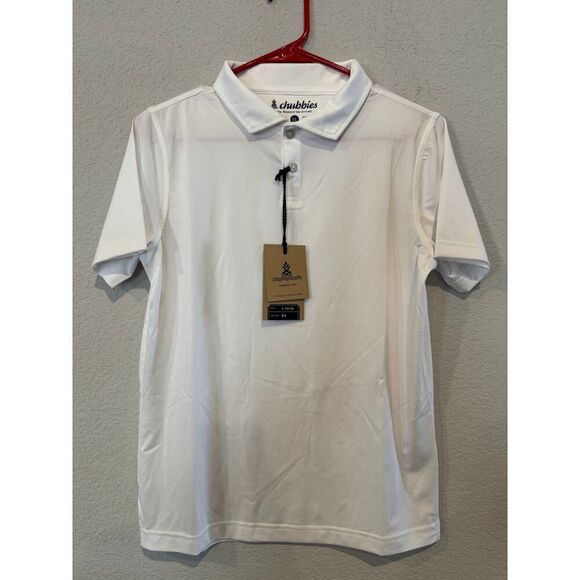 Chubbies Boy's Size Large Short Sleeve Polo Shirt White NWT - Picture 1 of 4